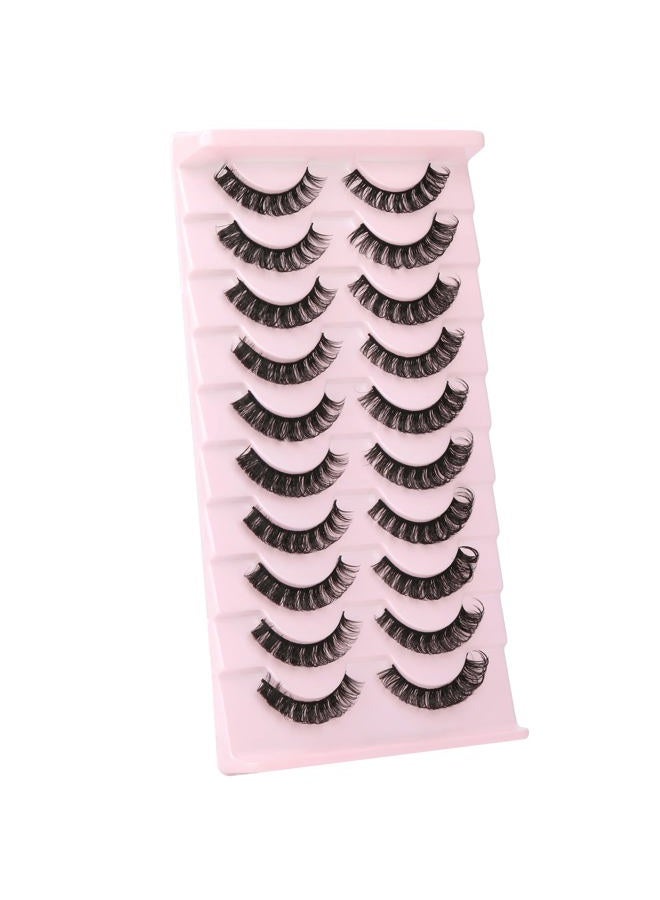 wiwoseo False Eyelashes Russian Strip Lashes D Curly Faux Mink Lashes Wispy Fluffy Volume Russian Lashes 3D Effect Fake Eyelashes 10 Pairs Pack - Image 1