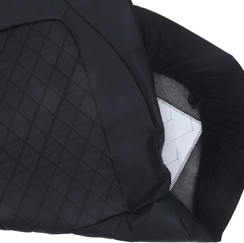 Abaodam Pu Leather Car Seat Covers 2pcs Set Quilted Diamond Stitching, Black Vehicle Seat Protector and Headrest Covers for Cars and Minivans Interior Accessories - Image 5