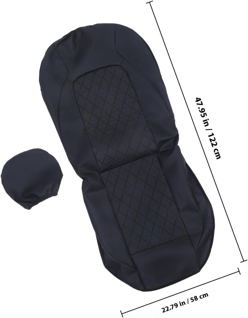 Abaodam Pu Leather Car Seat Covers 2pcs Set Quilted Diamond Stitching, Black Vehicle Seat Protector and Headrest Covers for Cars and Minivans Interior Accessories - Image 2