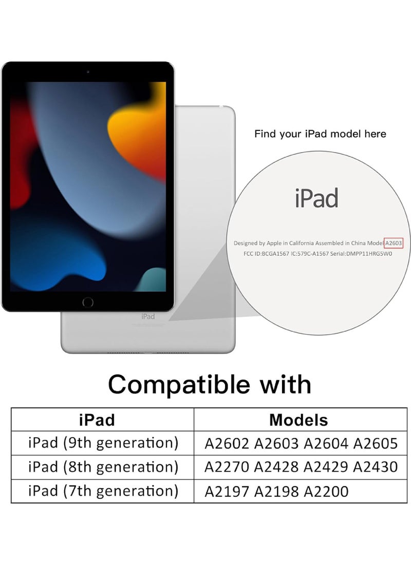 Rock Pow - Case for iPad 10.2-Inch (9th/8th/7th Generation 2021/2020/2019) with Pencil Holder Clear Transparent Back Shell Slim Stand Shockproof Tablet Cover Auto Wake/Sleep - Image 1