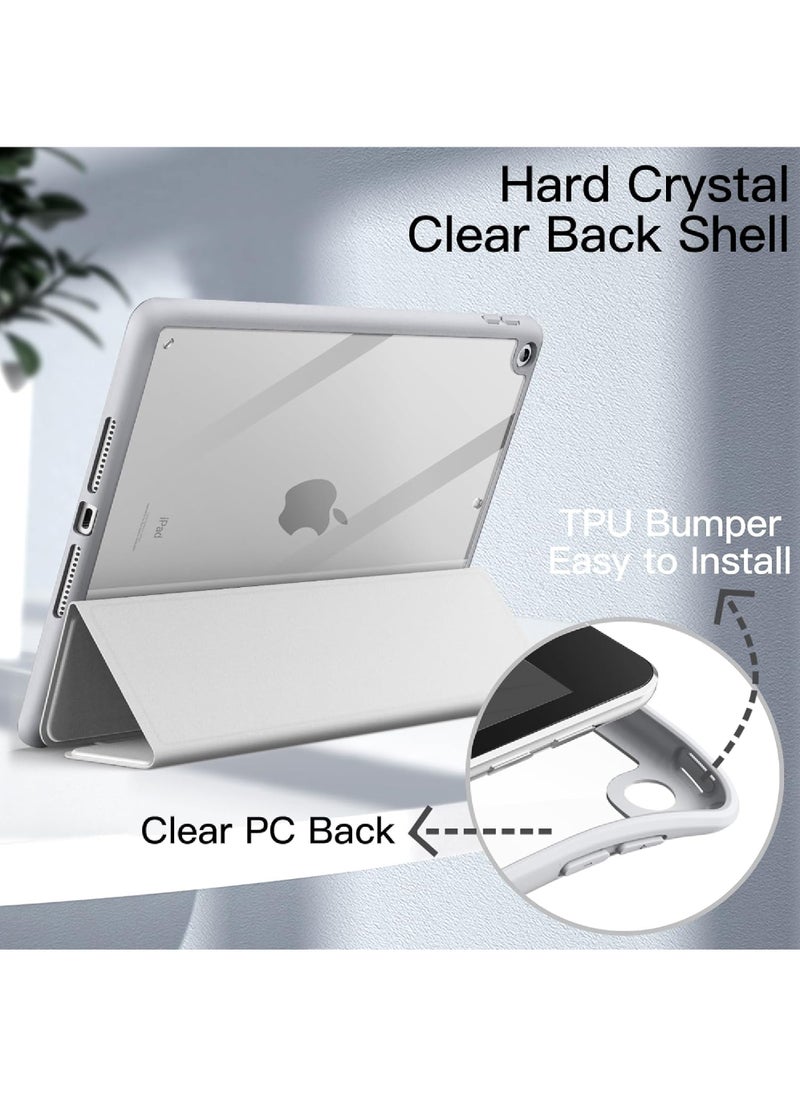 Rock Pow - Case for iPad 10.2-Inch (9th/8th/7th Generation 2021/2020/2019) with Pencil Holder Clear Transparent Back Shell Slim Stand Shockproof Tablet Cover Auto Wake/Sleep - Image 1
