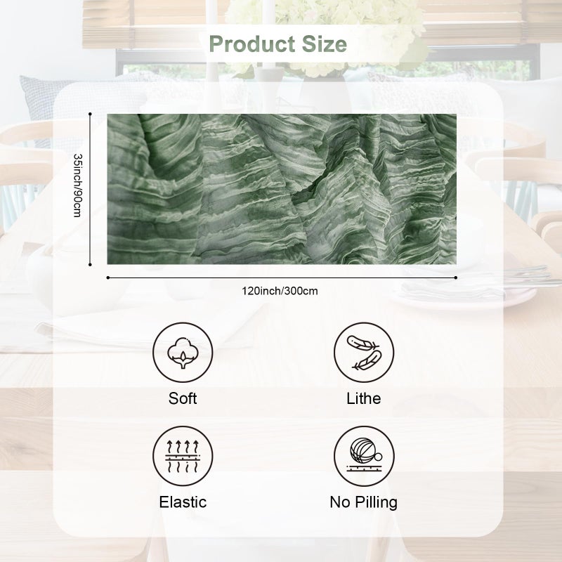 SuBleer 6 Pack Sage Green Cheesecloth Table Runner 35x120 Inch 10Ft Rustic Gauze Cheese Cloth Table Runner Sheer Cheesecloth Table Runners for Wedding Party Bridal Shower Decoration - Image 4