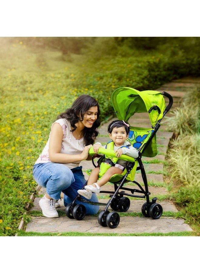 Luvlap Tutti Fruti Baby Stroller/Buggy, Lightweight, Compact & Travel Friendly Baby Pram for 6-36 Months, 5 Point Safety Harness, Adjustable seat Recline, Extendable Canopy, Upto 15Kg (Green) - Image 2