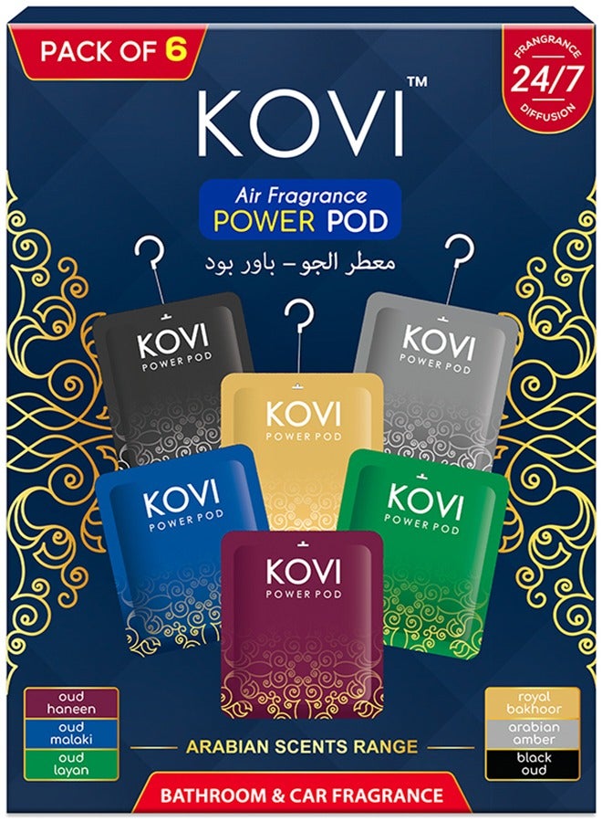 Kovi بود كوفي للعطور الهوائية - الروائح العربية، عطر مستمر للحمام والسيارة، زيوت أساسية، يدوم حتى 30 يومًا، عبوة من 6 (10 جرام لكل منها) - Image 1