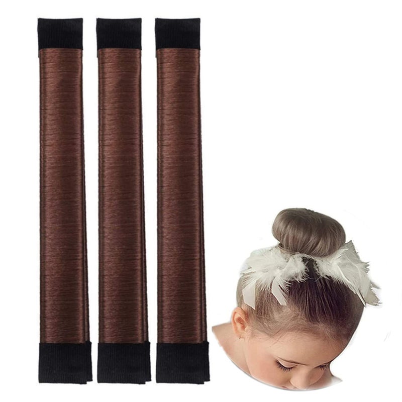 Small Hair Bun Maker for Kids  3 PCS Mini Doughnuts for Girls with Short and Thin Hair Ballet Bun Shaper Easy Tool Dark Brown LHAAAYF