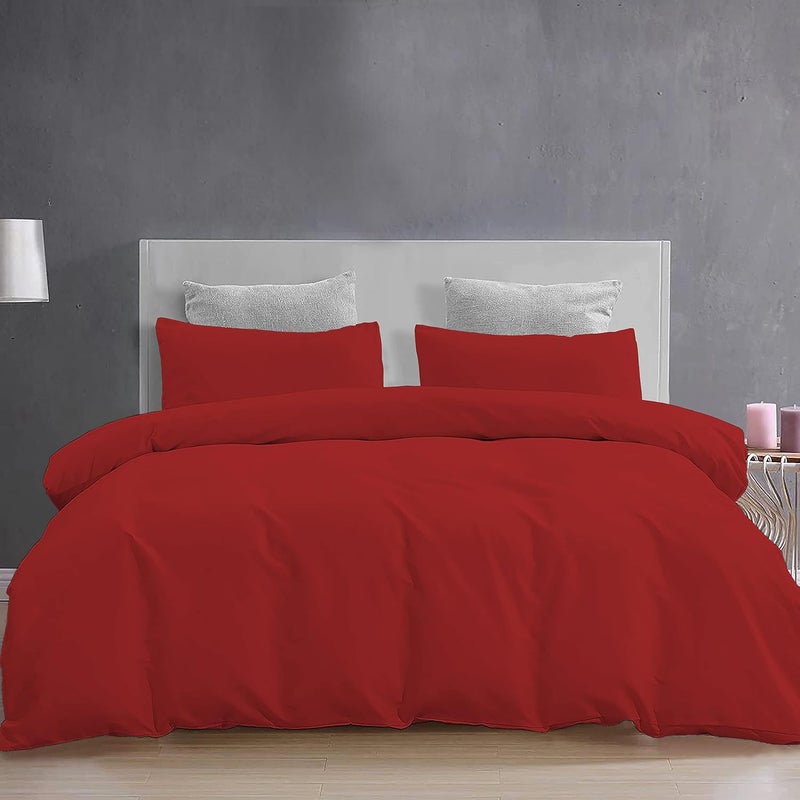 YRM Bedding's YRM Beddings 3 Pieces Duvet Cover Setr 100 Brushed Microfiber with Zipper Closure Duvet Cover91X101 Inches and 2 Pillow Cover 18X28 Inches Double Bed SizeBurgundy - Image 1