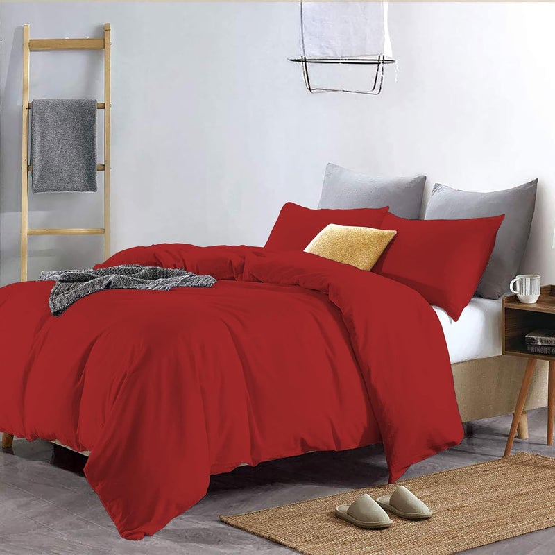 YRM Bedding's YRM Beddings 3 Pieces Duvet Cover Setr 100 Brushed Microfiber with Zipper Closure Duvet Cover91X101 Inches and 2 Pillow Cover 18X28 Inches Double Bed SizeBurgundy - Image 2