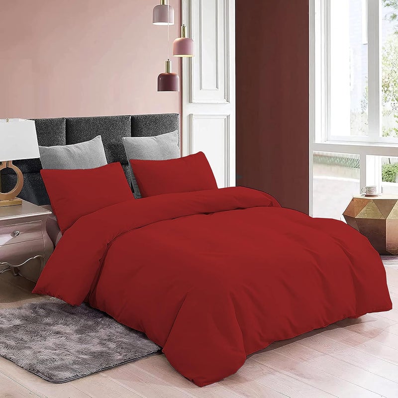 YRM Bedding's YRM Beddings 3 Pieces Duvet Cover Setr 100 Brushed Microfiber with Zipper Closure Duvet Cover91X101 Inches and 2 Pillow Cover 18X28 Inches Double Bed SizeBurgundy - Image 3