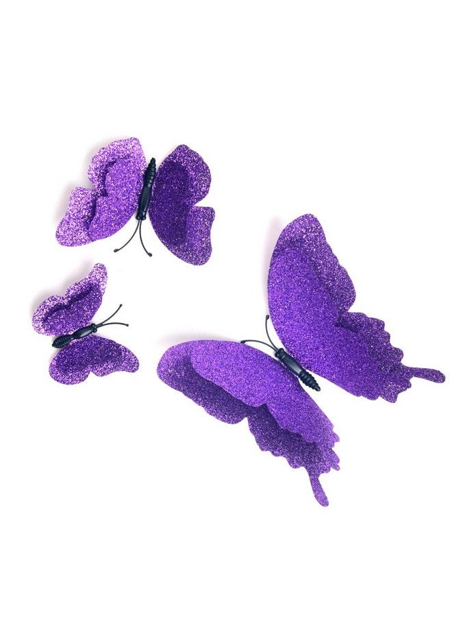 DAGOU 3D Butterfly Wall Decor 24 Pcs 3 Sizes, Gold Butterfly Decorations for Home Decorations Butterfly Party Decorations Room Decorations, Removable Stickers (Purple) - Image 2