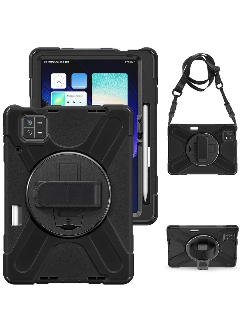 Case Compatible with Xiaomi Pad 6 / Pad 6 Pro 11 inch 2023 with Pen Holder, Portable Hybrid Shock-Proof Cover with 360° Rotatable Loop Handle and Shoulder Strap - Image 1