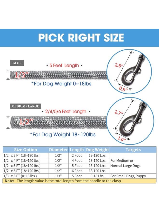 BAAPET 2/4/5/6 FT Dog Leash with Comfortable Padded Handle and Highly Reflective Threads for Small Medium and Large Dogs (6FT-1/2'', Grey) - Image 4