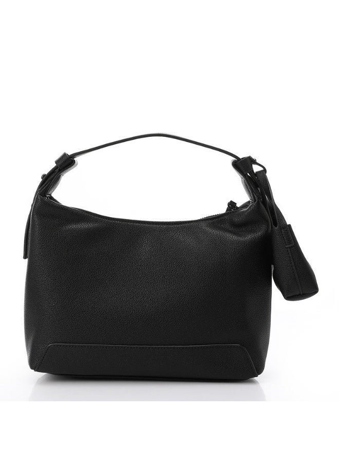 DejaVu One Main Compartment Leather Black Handbag - Image 3