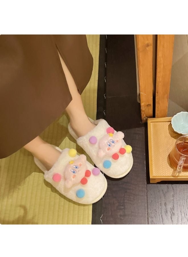 Nintendo Kirby Plush Indoor Slippers – Soft & Cozy Cartoon Design with Colorful Pom-Poms - Image 3