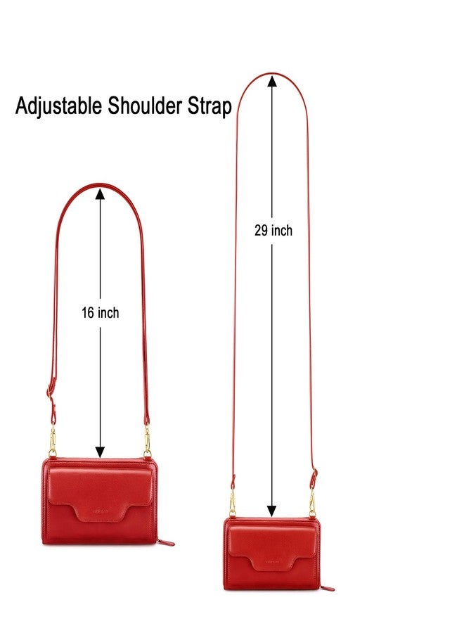 nuoku Small Crossbody Shoulder Bag for Women, Wristlet Phone Women's Wallet with Credit Card Holder,Clutch Purse (Red) - Image 3