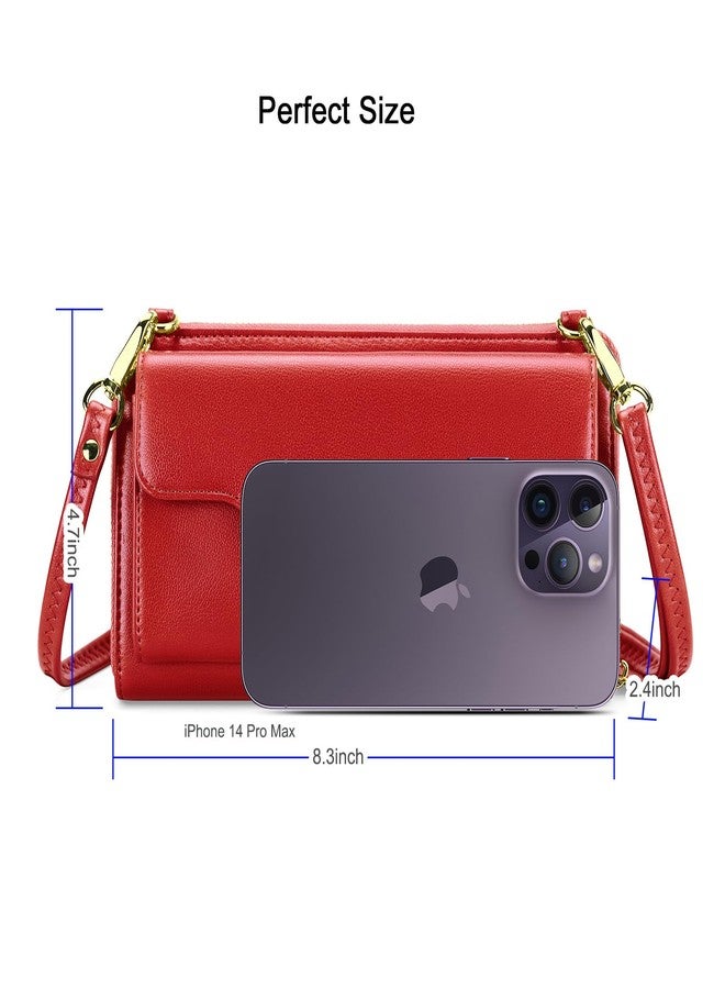 nuoku Small Crossbody Shoulder Bag for Women, Wristlet Phone Women's Wallet with Credit Card Holder,Clutch Purse (Red) - Image 5