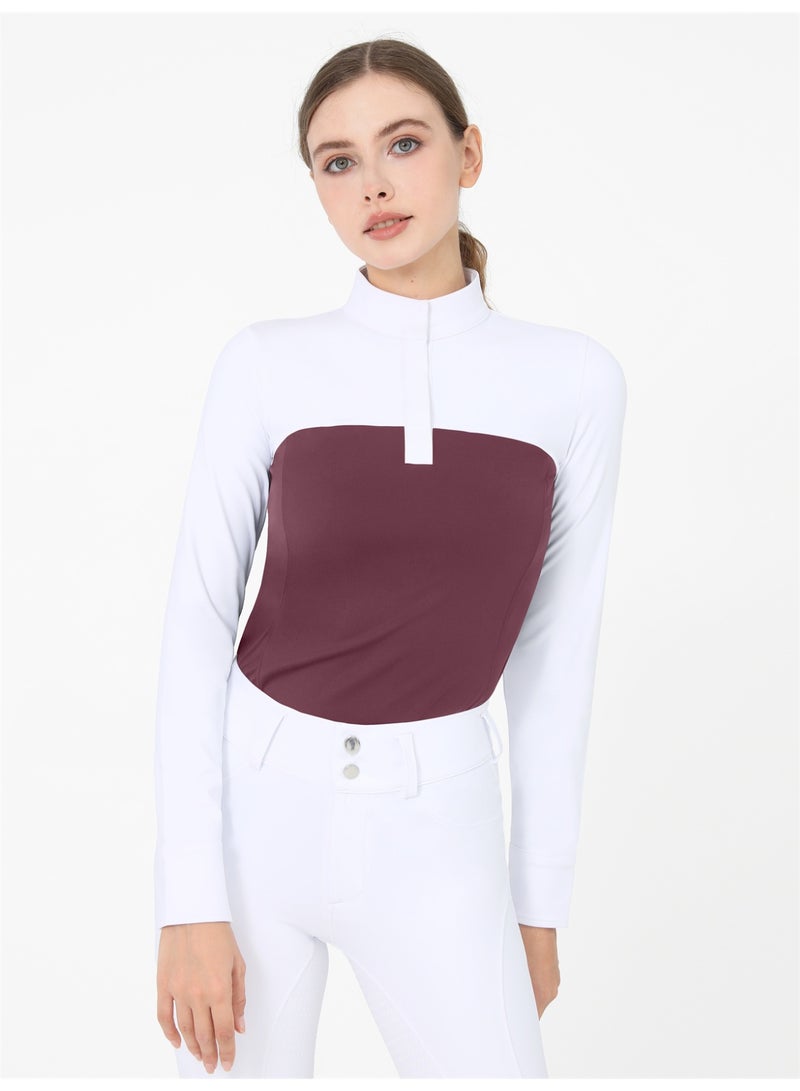 general Women's Equestrian Shirts Long Sleeve Horse Riding Clothes Stand Collar Show Rider Top - Image 1