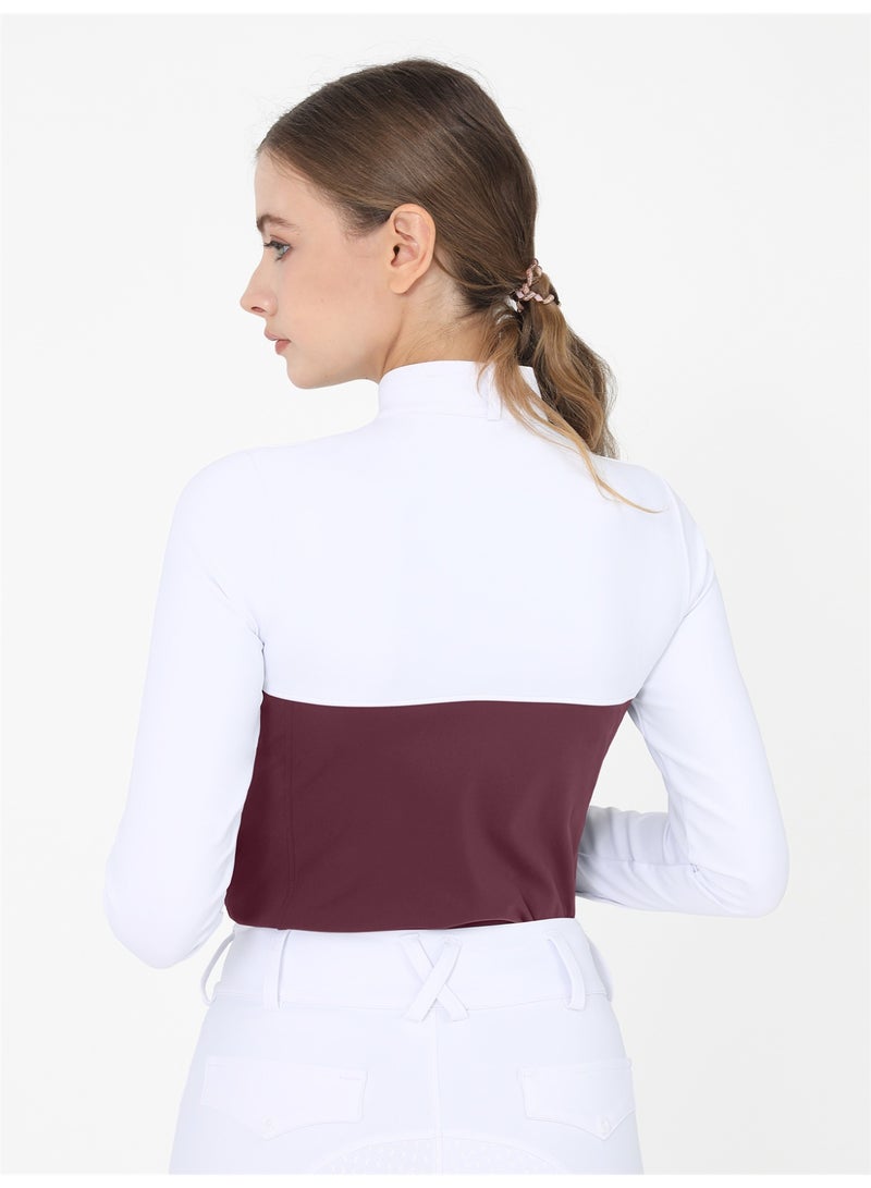 general Women's Equestrian Shirts Long Sleeve Horse Riding Clothes Stand Collar Show Rider Top - Image 4