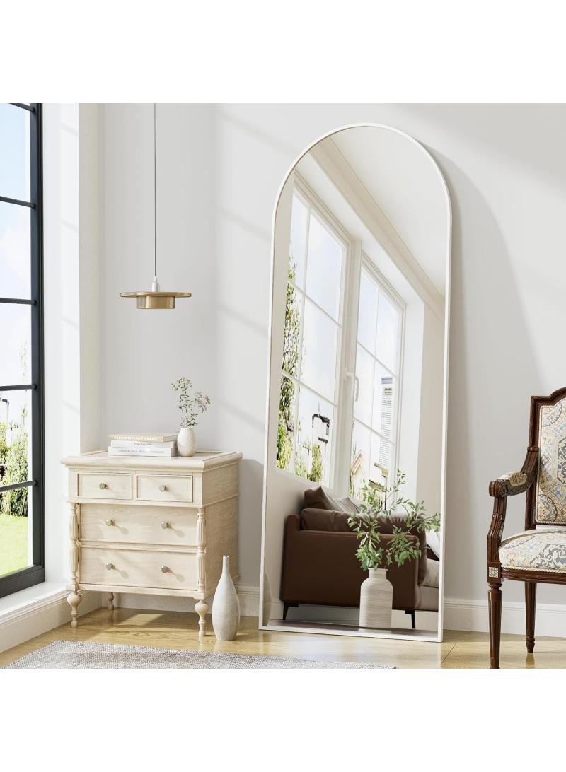 general Upgraded Version Full Length Mirror 155X45cm Arched Aluminum Alloy Large Standing Dressing Mirror Can Hanging Leaning Against Wall Or Inclined Floor Standing Mirror Mounted Mirror With Stand For Bedroom Locker Room Living Room Silver - Image 1