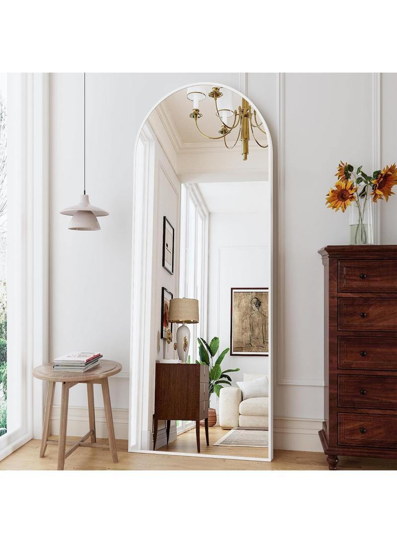 general Upgraded Version Full Length Mirror 155X45cm Arched Aluminum Alloy Large Standing Dressing Mirror Can Hanging Leaning Against Wall Or Inclined Floor Standing Mirror Mounted Mirror With Stand For Bedroom Locker Room Living Room Silver - Image 2
