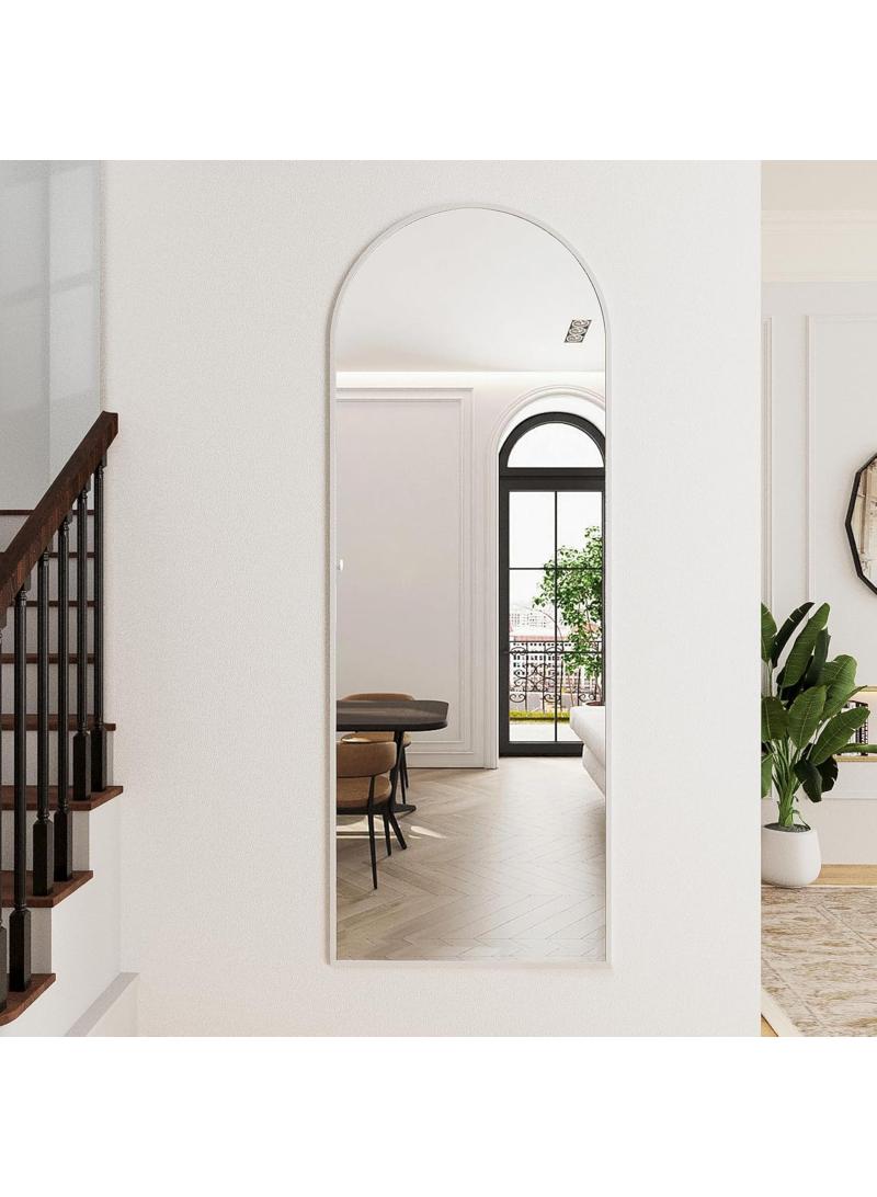 general Upgraded Version Full Length Mirror 155X45cm Arched Aluminum Alloy Large Standing Dressing Mirror Can Hanging Leaning Against Wall Or Inclined Floor Standing Mirror Mounted Mirror With Stand For Bedroom Locker Room Living Room Silver - Image 3