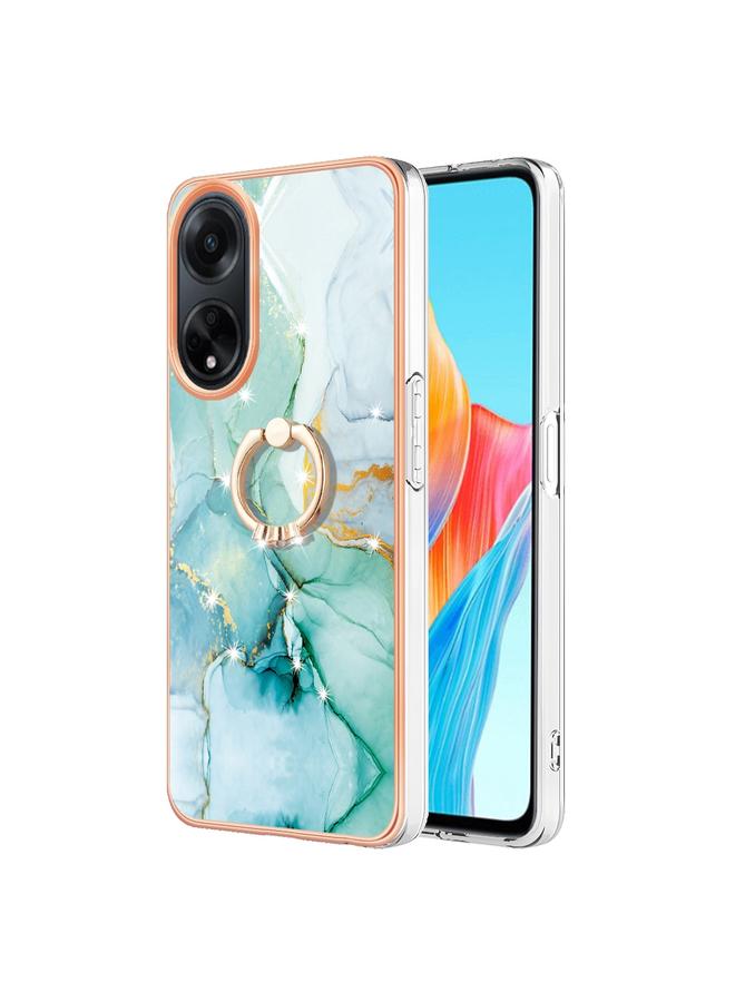اس-توب جراب لهاتف OPPO A98 مصنوع من مادة TPU IMD مطلية بالرخام الكهربائي مع حامل حلقي - Image 1