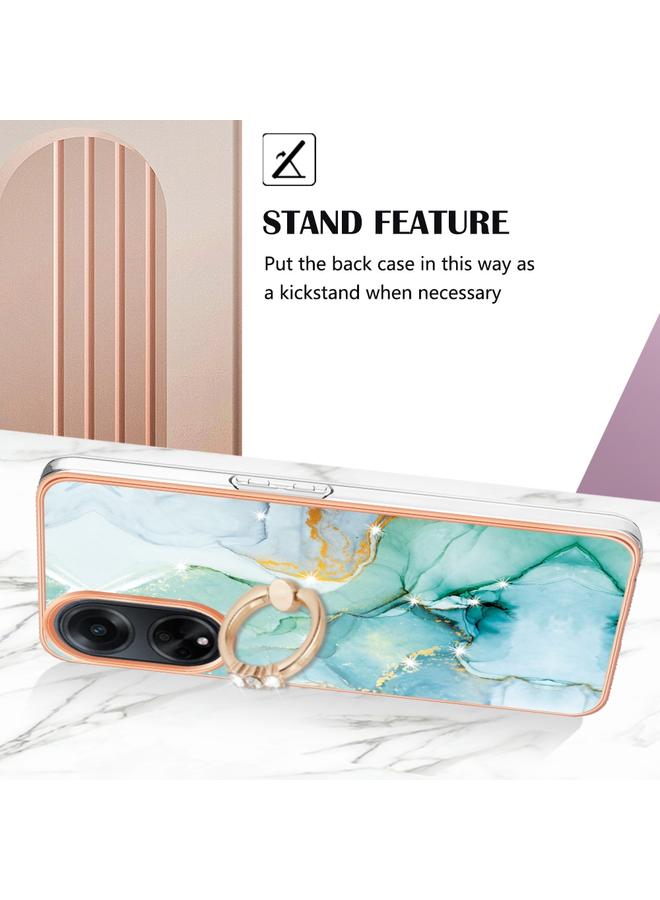 اس-توب جراب لهاتف OPPO A98 مصنوع من مادة TPU IMD مطلية بالرخام الكهربائي مع حامل حلقي - Image 3