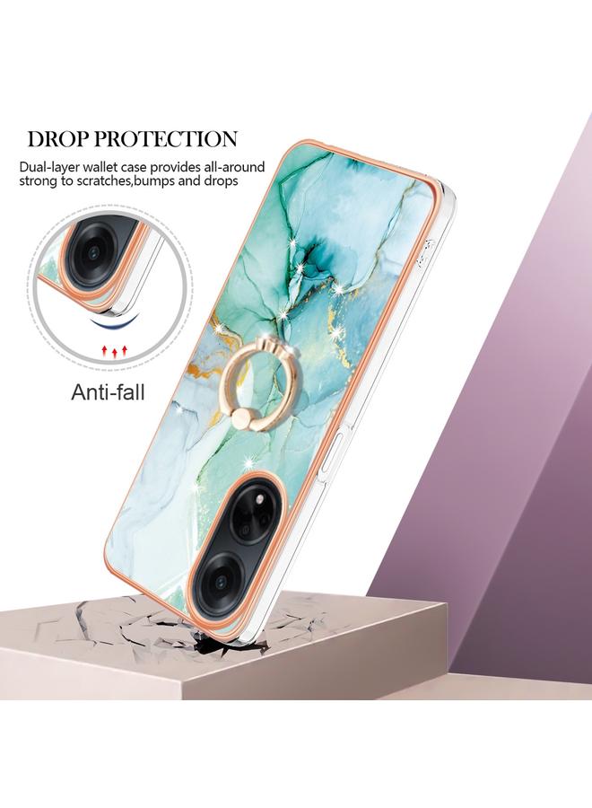 اس-توب جراب لهاتف OPPO A98 مصنوع من مادة TPU IMD مطلية بالرخام الكهربائي مع حامل حلقي - Image 2
