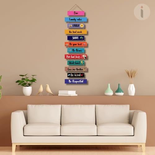 Art Monk Our Family Rules wall Hanging item for Living Room Bedroom Home Decor Gifts Quotes Decor Item Wall Art For Hall Mdf Wall Decoration - Image 2