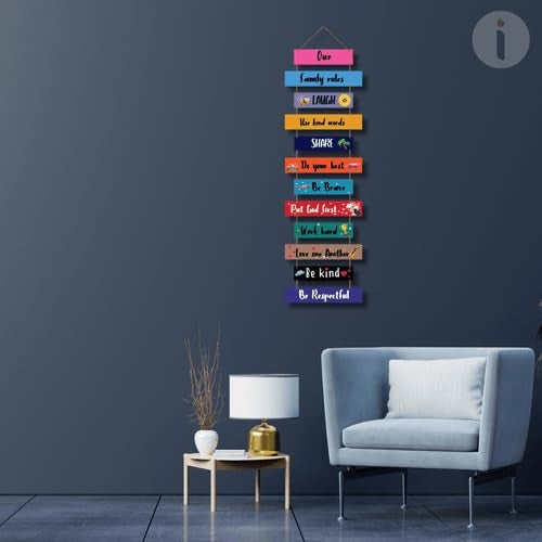 Art Monk Our Family Rules wall Hanging item for Living Room Bedroom Home Decor Gifts Quotes Decor Item Wall Art For Hall Mdf Wall Decoration - Image 4