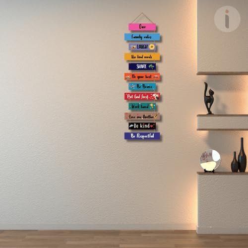 Art Monk Our Family Rules wall Hanging item for Living Room Bedroom Home Decor Gifts Quotes Decor Item Wall Art For Hall Mdf Wall Decoration - Image 3
