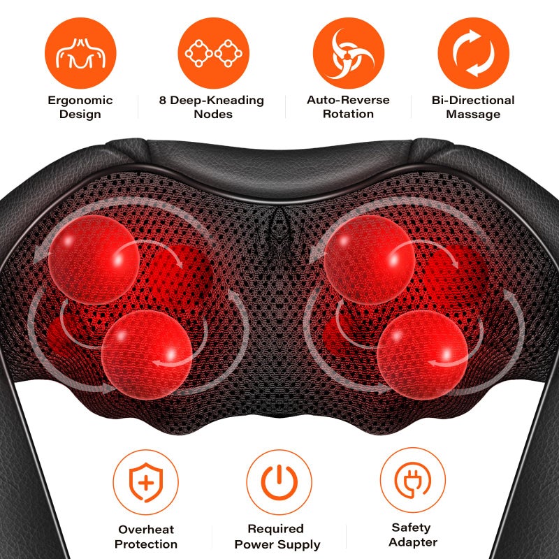 WERTYI Shiatsu Neck Massager, Electric Neck and Back Massager with Heat, 3D Kneading Massage Pillow for Neck, Back, Shoulder, Muscle Pain Relief, Office & Home & Car Use, Fits for Parents - Image 2
