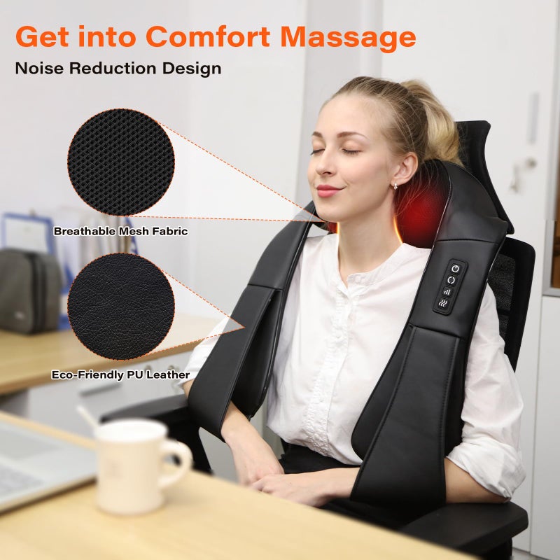 WERTYI Shiatsu Neck Massager, Electric Neck and Back Massager with Heat, 3D Kneading Massage Pillow for Neck, Back, Shoulder, Muscle Pain Relief, Office & Home & Car Use, Fits for Parents - Image 3