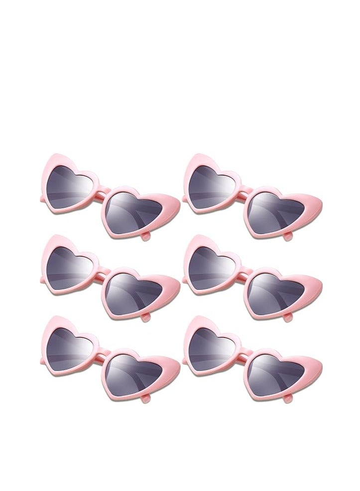 MIXDE 6 Pairs Heart Shaped Sunglasses Retro Cat Eye Shaped Sunglasses Heart Clout Glasses,Party Supplies,Bachelorette Party Favors Bridesmaid Proposal Gifts - Image 1
