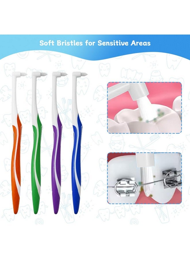Ceonam 4-Pack Tuft Toothbrushes for Orthodontic Care, Interspace Tufted Brush with End-tuft Tapered Design, Soft Trim Bristles for Braces, Bridges, and Wisdom Teeth Gap, Dental Health Oral Care Tools - Image 2