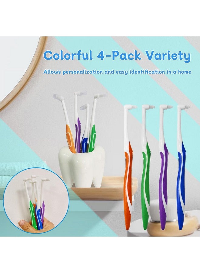 Ceonam 4-Pack Tuft Toothbrushes for Orthodontic Care, Interspace Tufted Brush with End-tuft Tapered Design, Soft Trim Bristles for Braces, Bridges, and Wisdom Teeth Gap, Dental Health Oral Care Tools - Image 4
