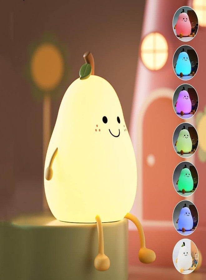 Lupro Rechargeable Pear Night Lamp Touch-Control Color-Changing LED Light (7color) for Kids Bedroom Decor and Ideal Baby Gift (Silicone, Multicolor) - Image 2