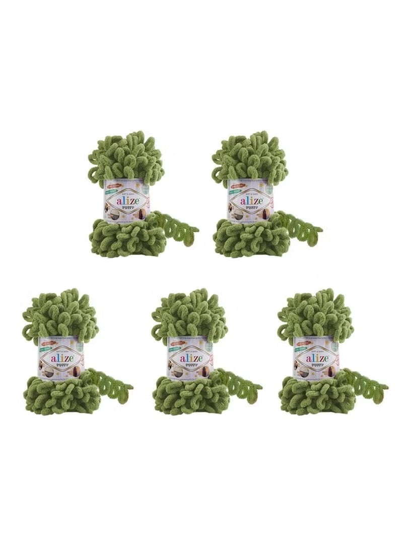 5 Pcs Puffy Micropolyester Hand Knitting Yarn 485 For Blanket