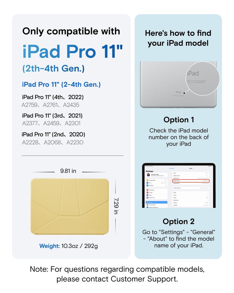 MOFT Dynamic Folio Case foriPad Pro 11" (4th 2022 | 3rd 2021 | 2nd 2020), Slim Magnetic Stand Case with 20+ Viewing Angles, Auto Wake/Sleep, Panna Cotta x Faded Jeans - Image 2