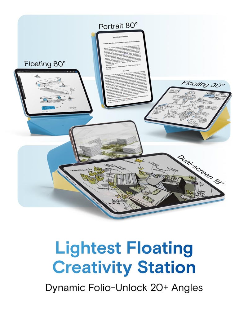 MOFT Dynamic Folio Case foriPad Pro 11" (4th 2022 | 3rd 2021 | 2nd 2020), Slim Magnetic Stand Case with 20+ Viewing Angles, Auto Wake/Sleep, Panna Cotta x Faded Jeans - Image 3