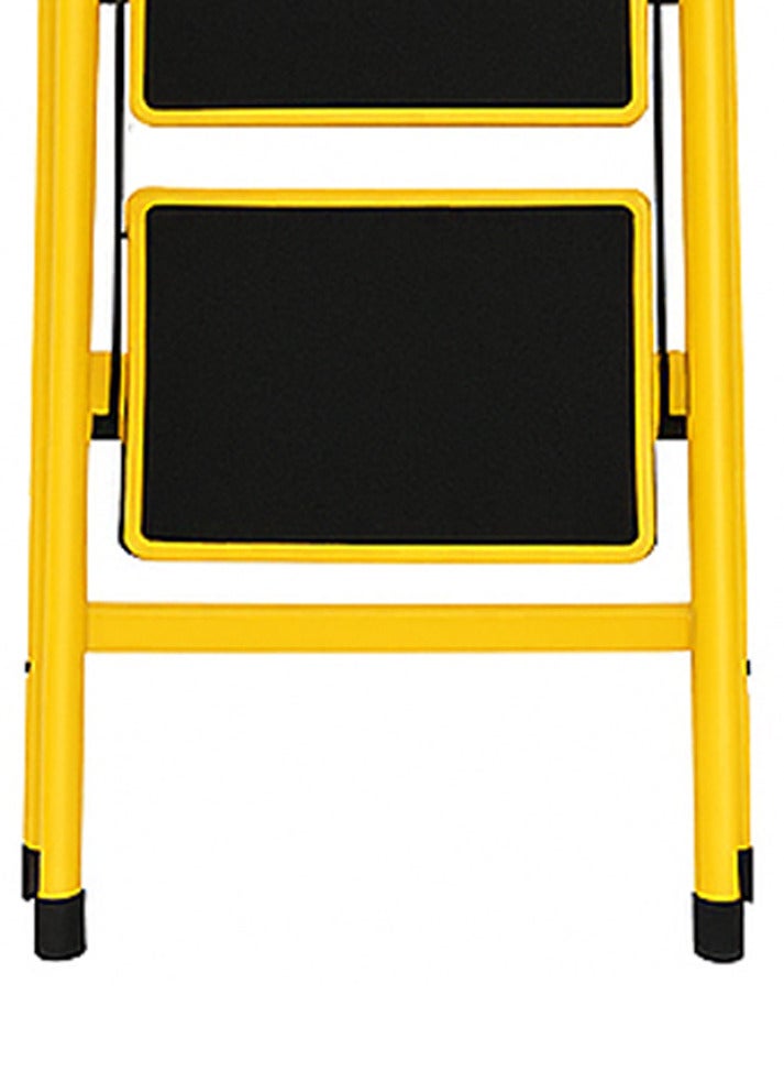AL QADAH Foldable Metal Step Ladder 6 Step Yellow 187x44cm Anti Slip Wide Pedals Safety Lock Tool Tray Tall Utility Ladder for Home Kitchen Garage Warehouse Use  - Image 3