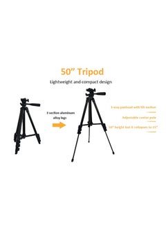Smartphone Video Kit, Vlogging Kit, Youtuber Kit, with Microphone Light Tripod 50" Extendable Phone Clip Remote Control Compatible with iPhone/Smartphone/Cameras