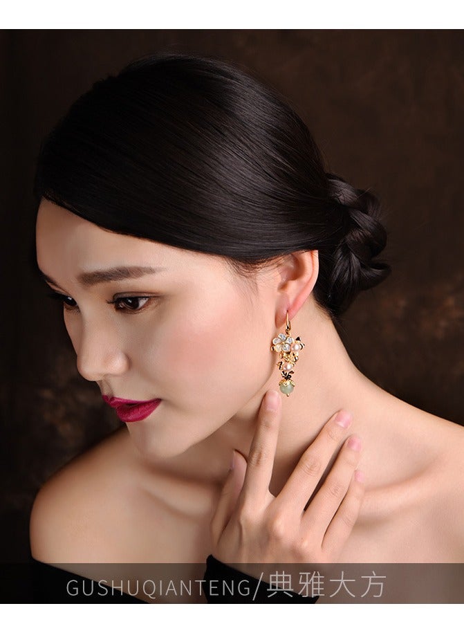 Long Earrings Pearl Earrings Personalised Chinese Style Earrings Earrings Female 14K Gold Ear Hooks  - Image 4