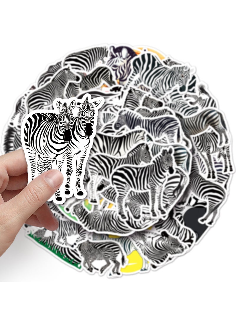 قوس قزح أورينبو 50 قطعة من ملصقات حمار وحشي لطيفة مصنوعة من الفينيل مقاومة للماء، مثالية لسجلات القصاصات والحرف اليدوية، سهلة التقشير واللصق - Image 5