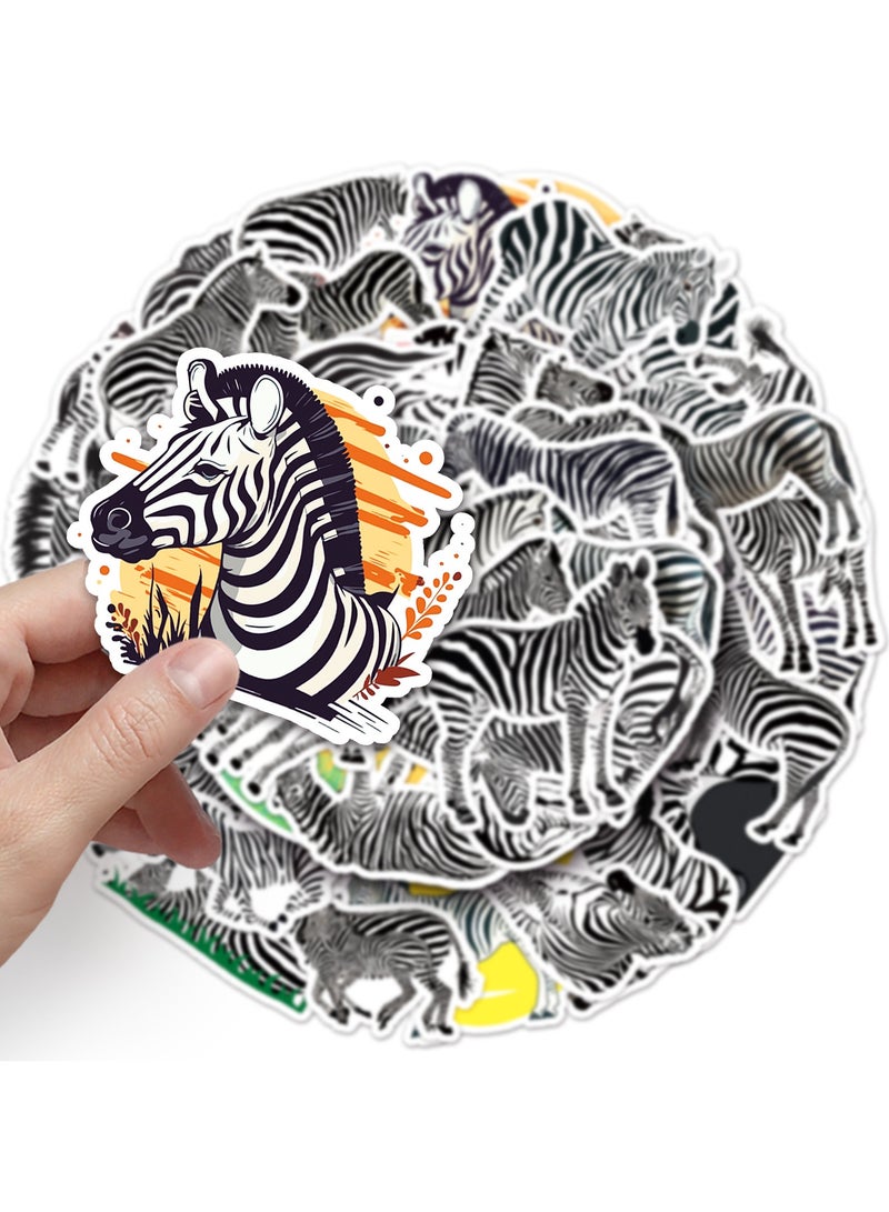 قوس قزح أورينبو 50 قطعة من ملصقات حمار وحشي لطيفة مصنوعة من الفينيل مقاومة للماء، مثالية لسجلات القصاصات والحرف اليدوية، سهلة التقشير واللصق - Image 2