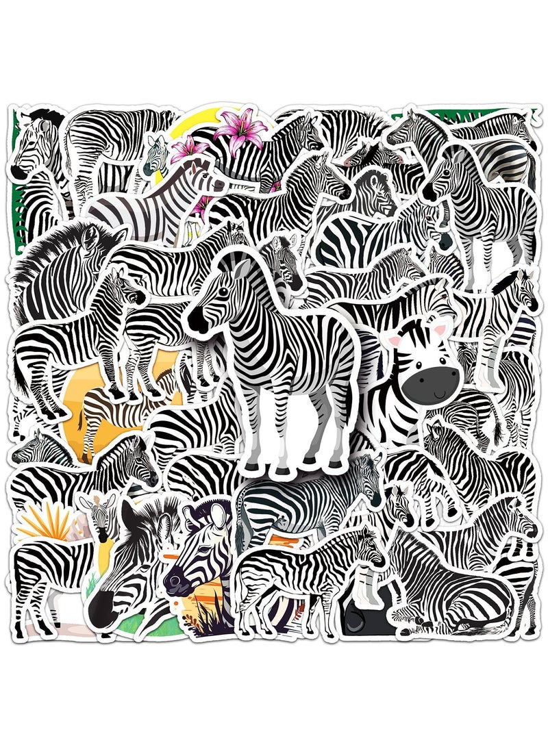 قوس قزح أورينبو 50 قطعة من ملصقات حمار وحشي لطيفة مصنوعة من الفينيل مقاومة للماء، مثالية لسجلات القصاصات والحرف اليدوية، سهلة التقشير واللصق - Image 1