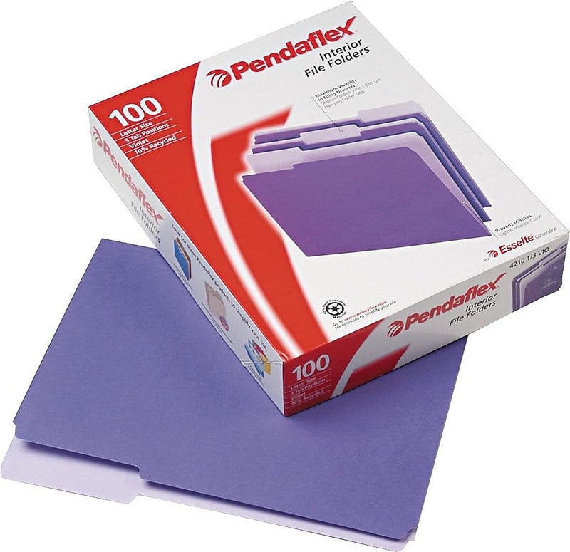 Pendaflex Interior File Folders, 1/3 Cut, Top Tab, Letter Size, Violet, 100 per Box (4210 1/3 VIO) - Image 3