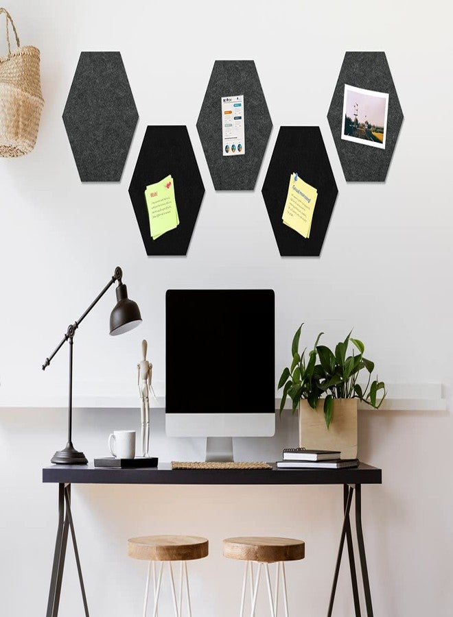 Uoisaiko 12" Large Bulletin Board with 30 Push Pins, Pack of 8 Hexagon Felt Pin Board Notice Boards for Home Office, Felt Wall Tiles for Photos Memos - Image 3