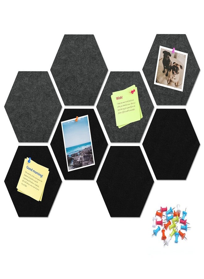 Uoisaiko 12" Large Bulletin Board with 30 Push Pins, Pack of 8 Hexagon Felt Pin Board Notice Boards for Home Office, Felt Wall Tiles for Photos Memos - Image 2