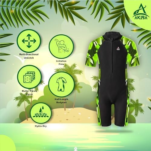 AKIBA Girls/Kids Swimming WEAR/Suit/Costume with Stretchable Fabric,HIGH Level of UV Protection Comfort and Flexible for Cycling, Aerobics, Diving,and Skating (26, Blue) - Image 3