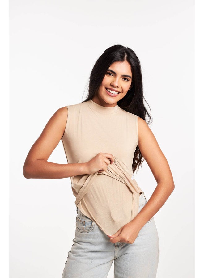 Breathe double layer sleeveless undershirt women-Beige